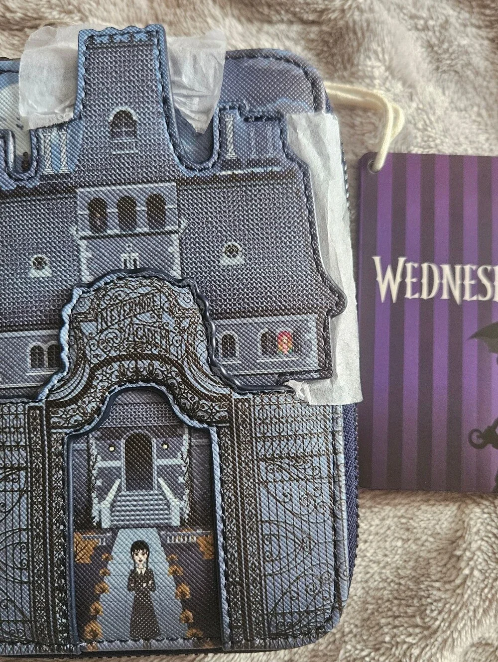 Loungefly Wednesday Nevermore Academy Castle Zip Around Wallet NWT